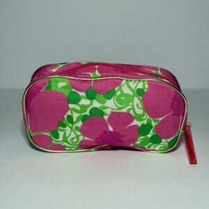 🌸 NWOT Lilly Pulitzer for Estée Lauder Cosmetic Bag Pink Floral Gold Makeup